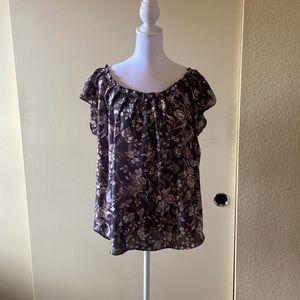 Lauren Conrad Black/Gray Dressy Top - Size L